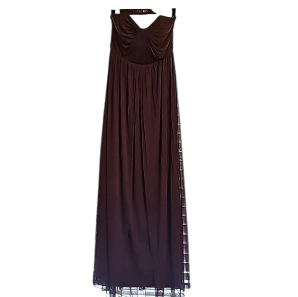 Bridesmaid Dress Floor Length Strapless Convertable Straps Pleated Wine Size 8 - Picture 3 of 6